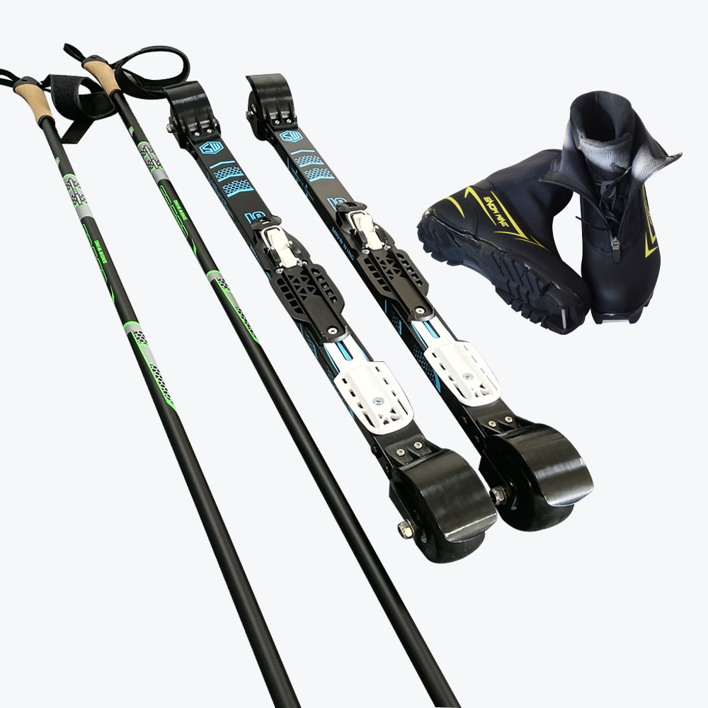 旱地越野滑轮 陆地滑雪车旱地滑雪板双板套装 rollerski 旱地滑轮