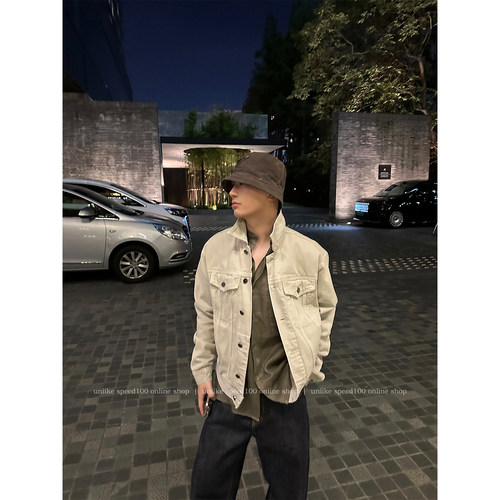小众高级感牛仔翻领水洗夹克男