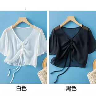 纯色轻薄透气桑蚕丝小坎肩女练功外搭 舞蹈服披肩真丝罩衫 新款 夏季