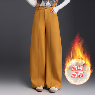 弯刀裤 毛呢阔腿裤 女士加绒裤 满天星细闪休闲女裤 子冬加厚爆款 新款