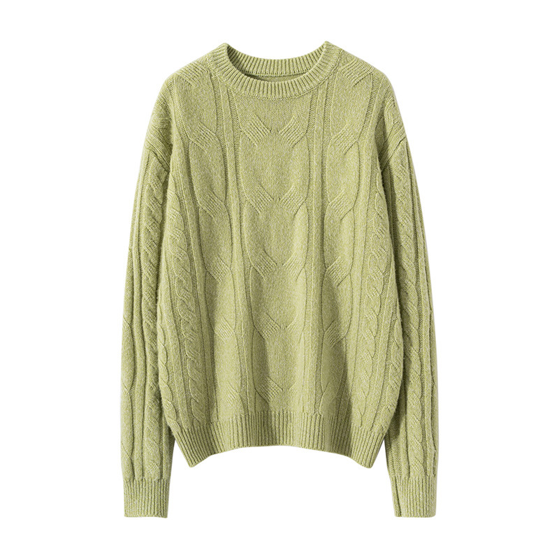 秋冬花纱编织毛衣套头宽松女舒适大麻花加厚针织羊毛衫毛针织衫