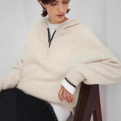 羊毛套头新款拼色加厚毛针织衫