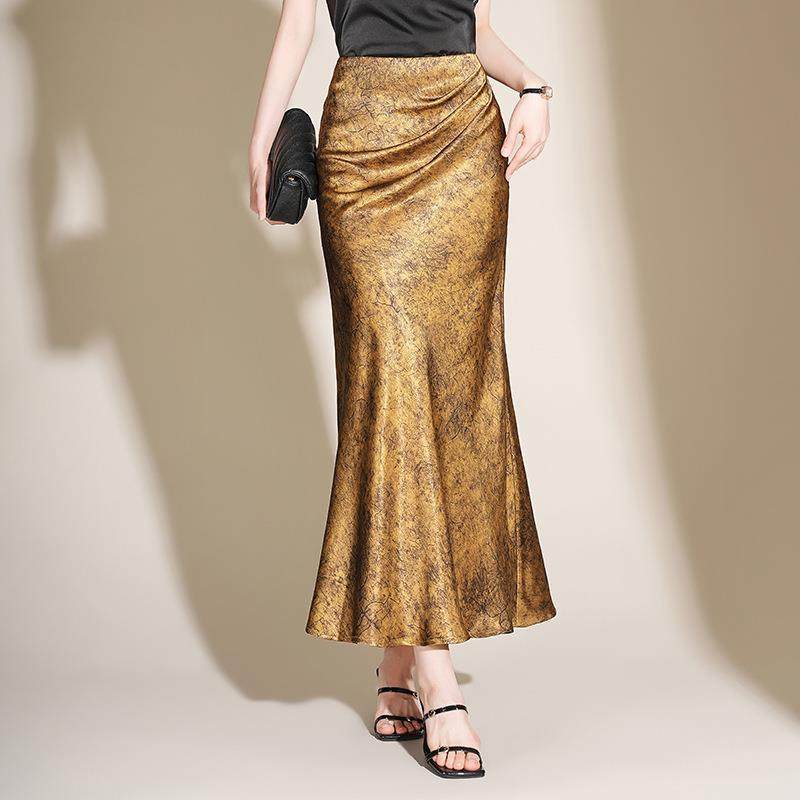 时尚印花鱼尾半身裙女2024年夏季新款高腰显瘦包臀裙子遮跨中长裙,女装/女士精品,半身裙,淘宝优惠券,粉丝福利购,淘宝优惠卷