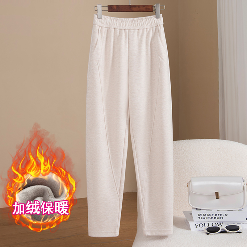 中老年高档女裤杏色休闲裤