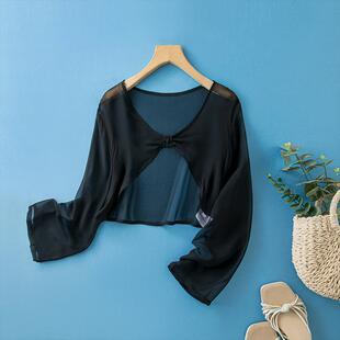新款 女配吊带裙外搭罩衫 夏披肩真丝小坎肩 薄款 桑蚕丝防晒开衫