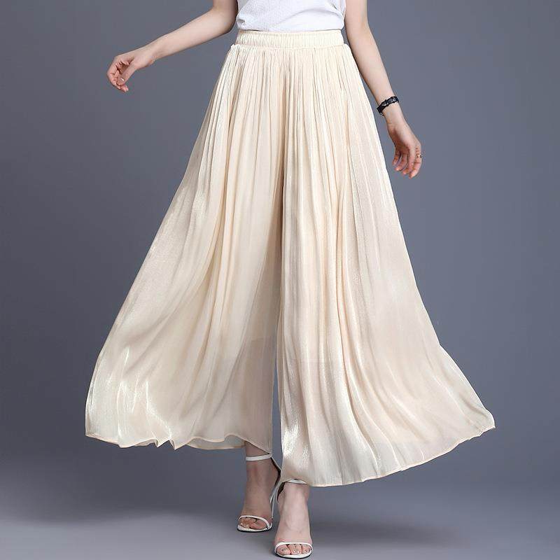 纯色松紧腰气质裙裤女2024夏季新款宽松飘逸坠感九分大脚休闲裙裤,女装/女士精品,休闲裤,淘宝优惠券,粉丝福利购,淘宝优惠卷