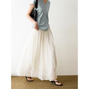 2026夏季新款裙子月光真丝半裙15姆米乔其纱仙气飘逸感A字半身裙