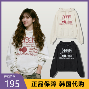 韩国潮牌aeae卫衣连帽字母圆领纯棉宽松长袖春秋新款男女同款