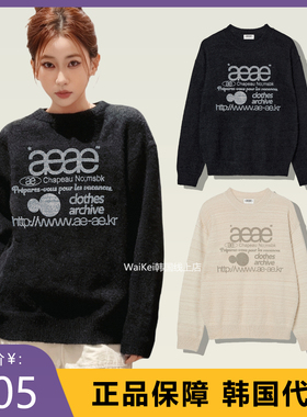 韩国潮牌aeae毛衣圆领长袖针织衫宽松保暖上衣秋冬新款男女同款