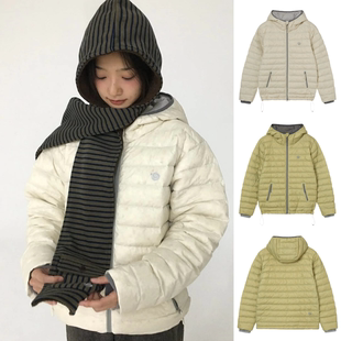 韩国正品aeae连帽排骨轻羽绒服女25冬新款纯色长袖薄款鸭绒服外套