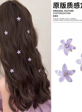 紫色小花发夹女2025新款高级感侧边刘海夹子头饰发卡甜美超仙发饰