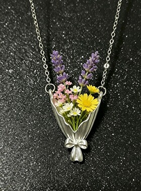 小众DIY插花波浪花束锁骨链