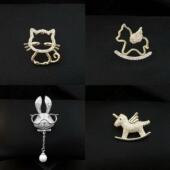 可爱日系迷你木马胸针百搭针衬衫 防走光扣 领口固定衣服精致领针