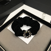 丝绒发圈小号水钻镶钻头绳黑色绒面发绳女精致粗款 韩国头花扎马尾