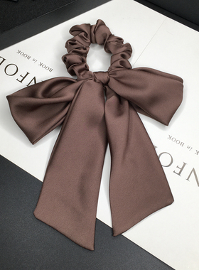 法式飘带发绳高级感发圈缎面布艺蝴蝶结头绳日韩纯色简约百搭头饰
