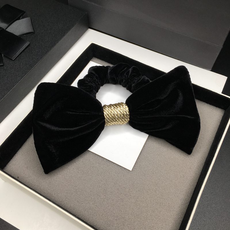 丝绒蝴蝶结发圈黑色简约气质发绳