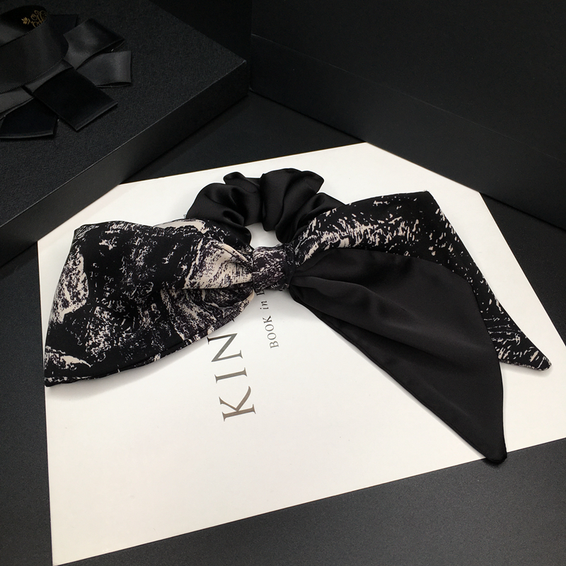 大蝴蝶结飘带发绳头饰复古时尚布艺发圈简约气质扎发皮筋头花发饰