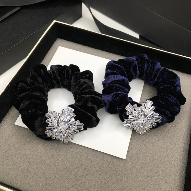 丝绒锆石镶钻高档发绳大肠圈