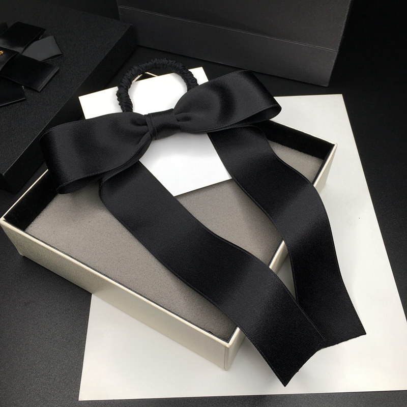 蝴蝶结发绳飘带绑带头绳布艺黑色扎发盘发皮筋发圈减龄气质头饰女