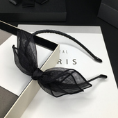 网纱蝴蝶结发箍韩国蕾丝纱细款 头箍女简约韩国气质优雅大人外出带