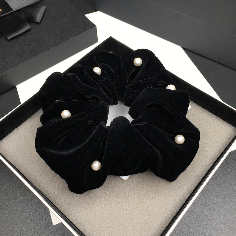 大号丝绒大肠发圈珍珠钉珠粗扎发