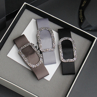 韩国进口布艺发夹顶夹横夹简约气质弹簧夹方扣水钻镶钻扎头发夹子