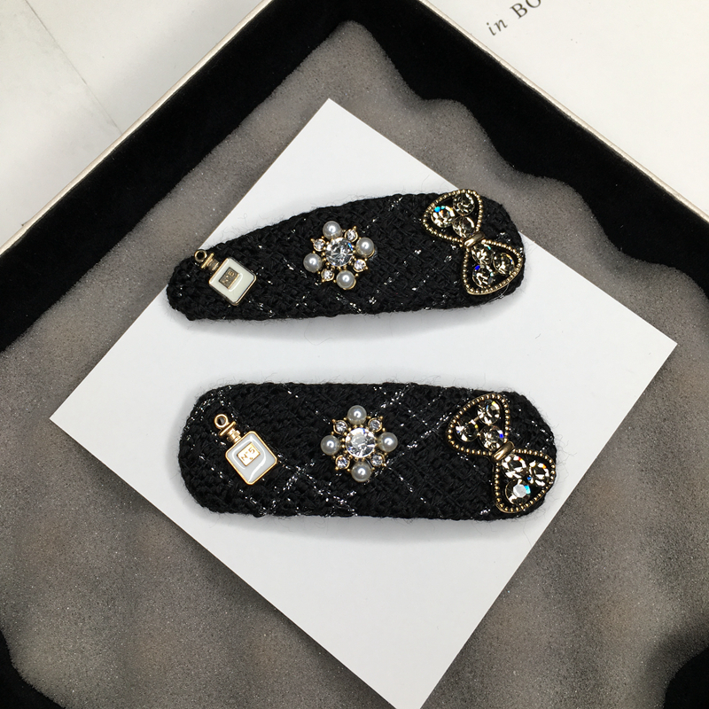 小香风时尚针织镶钻bb夹