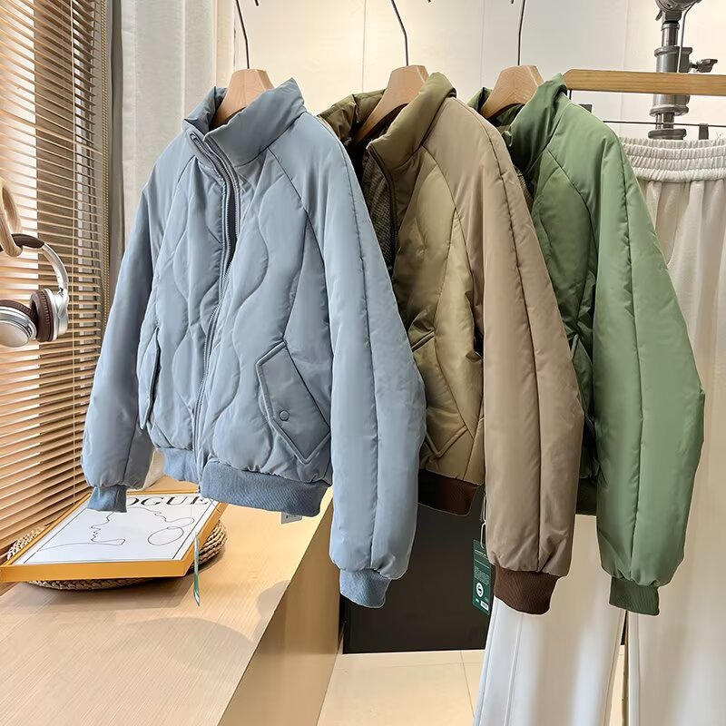 重磅牛货！木巨499+立领气绒服绗缝压格飞行员夹克棉服女外套冬