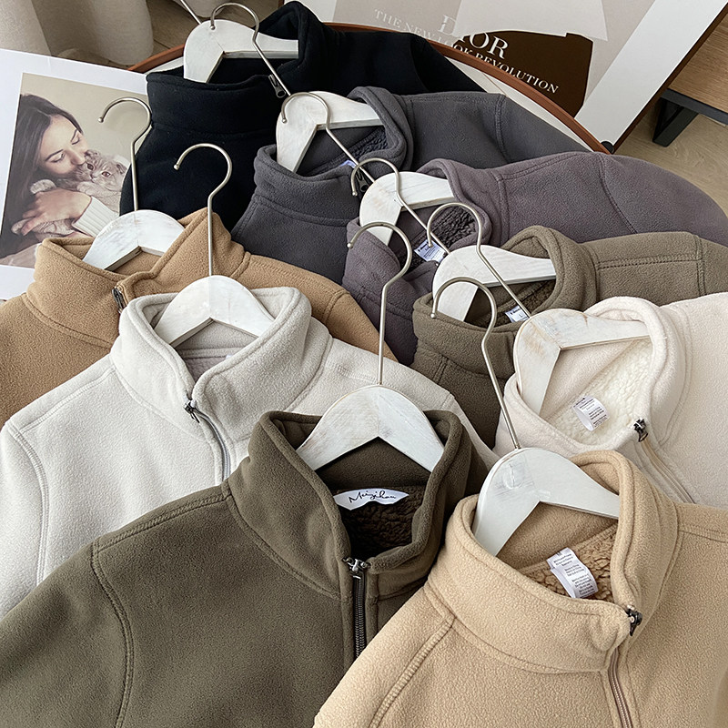 双面绒男女摇粒绒外套情侣款秋冬加绒加厚保暖羊羔绒立领夹克外套,女装/女士精品,短外套,淘宝优惠券,粉丝福利购,淘宝优惠卷