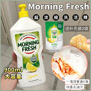 送补充装2袋！澳洲Morning Fresh浓缩洗洁精900ml柠檬味水果清洗