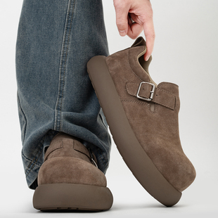 全包搭扣厚底小土豆勃肯鞋男女复古增高乐福鞋情侣通勤休闲大头鞋