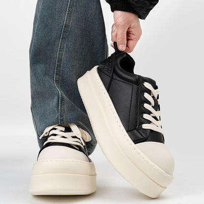 美式厚底RO板鞋男女潮牌小众黑白高级感增高大头面包鞋情侣松糕鞋