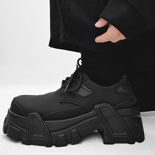 小众cleanfit刀锋德比鞋男潮黑武士哑光高级感厚底皮鞋大头老爹鞋