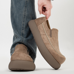 厚底大头乐福鞋男款春夏休闲通勤一脚蹬懒人鞋复古增高全包勃肯鞋