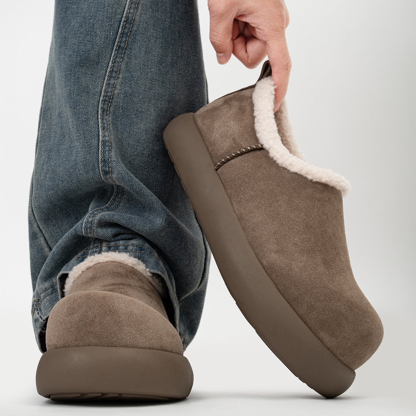 全包厚底小土豆勃肯鞋男女冬季加绒保暖增高大头毛毛棉鞋雪地短靴