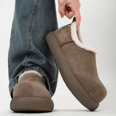 全包厚底小土豆勃肯鞋男女冬季加绒保暖增高大头毛毛棉鞋雪地短靴