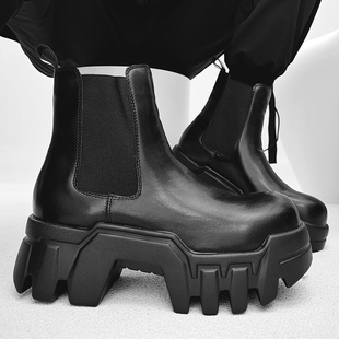 巴黎烟筒切尔西短靴男英伦风厚底增高推土机马丁靴齿轮坦克机车靴