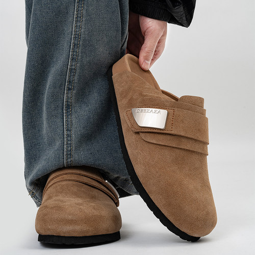 大头穆勒勃肯鞋男女小众慵懒一脚蹬包头半拖鞋厚底增高通勤博肯鞋