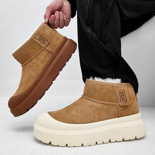 女 加绒厚底套脚马丁短靴保暖面包棉鞋 王一博同款 雪地靴男潮牌冬季