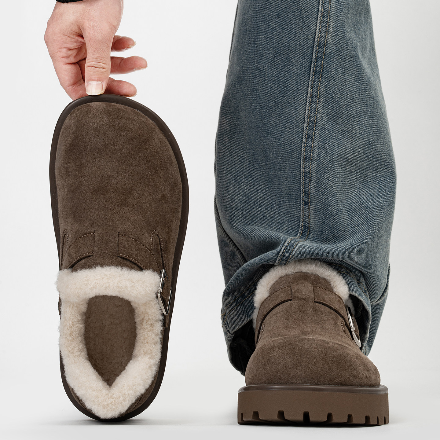 全包复古搭扣勃肯鞋男女冬季加绒保暖厚底毛毛棉鞋大头乐福雪地靴,流行男鞋,软木鞋/勃肯鞋,淘宝优惠券,粉丝福利购,淘宝优惠卷