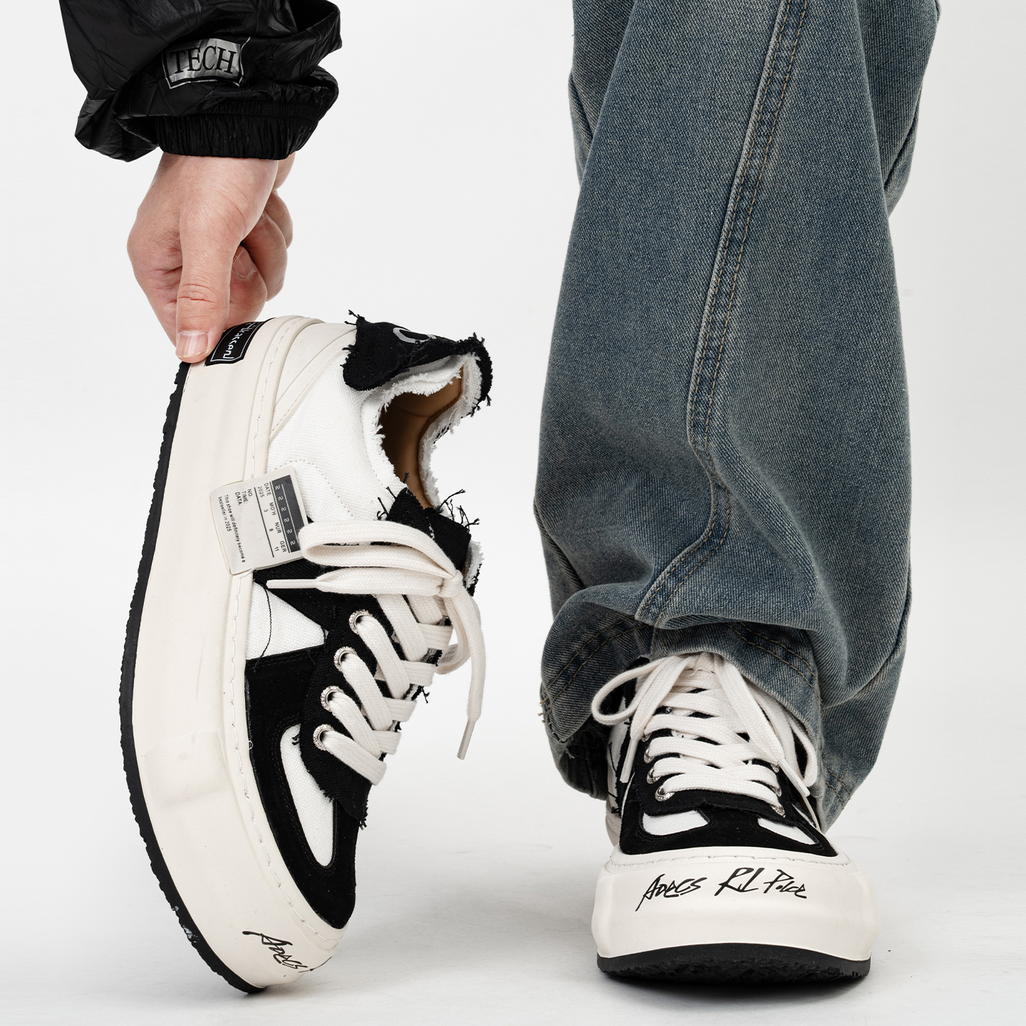 吴建豪同款黑尾德训鞋男女小众厚底增高帆布鞋情侣休闲大头板鞋潮