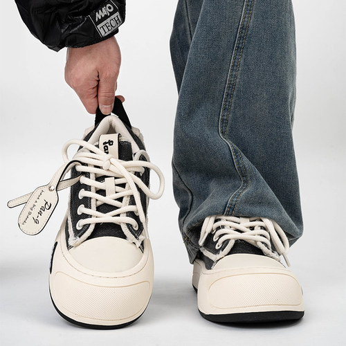 檀健次开口笑丑萌大头鞋男女小众厚底包包鞋情侣乞丐帆布面包鞋潮