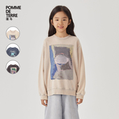 terre 蓬马大童卫衣套头印花棉质毛圈布春秋装 男女儿童pomme