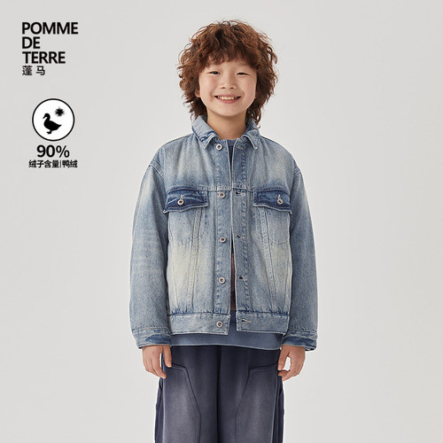 翻领牛仔羽绒服pomme蓬马