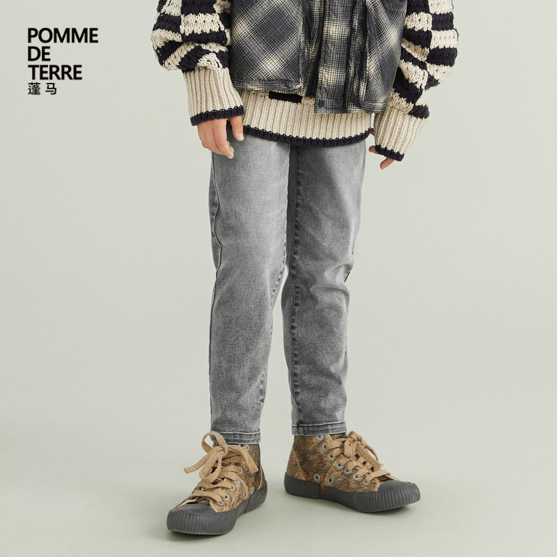 蓬马大童牛仔长裤子做旧棉质舒适修身秋装男女儿童pomme de terre,童装/婴儿装/亲子装,裤子,淘宝优惠券,粉丝福利购,淘宝优惠卷