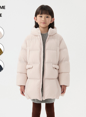 [新款]蓬马大童羽绒服连帽小裙摆拼接25冬装女儿童pomme de terre