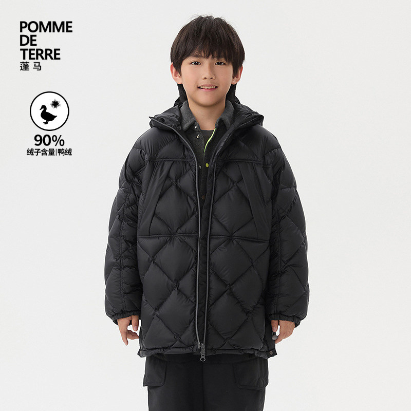 [新款]蓬马大童羽绒服连帽菠萝纹25冬装男女儿童pomme de terre,童装/婴儿装/亲子装,羽绒服,淘宝优惠券,粉丝福利购,淘宝优惠卷
