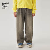 terre 子棉质直筒秋装 男女儿童pomme 牛仔系列 蓬马大童长裤