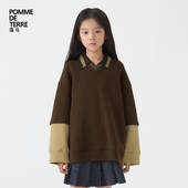 terre 蓬马大童卫衣套头V领polo棉涤空气层春装 男女儿童pomme