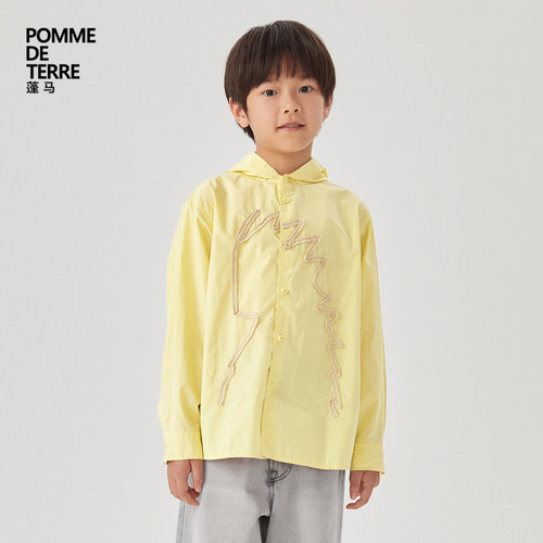 pomme宽松休闲长袖印花衬衣
